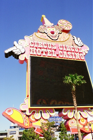 The large Circus Circus casino roadside sign in Las Vegas, NV.
