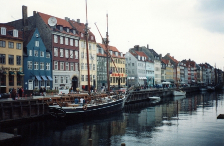 A charming boat harbor in Copenhagen, Denmark.