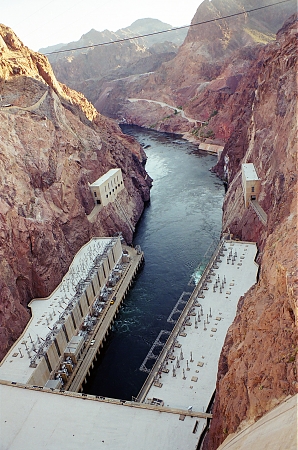 The powerhouse at the base of the Hoover Dam near Boulder City, NV.