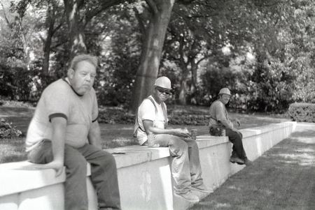 Three construction workers having lunch in Washington, D.C.