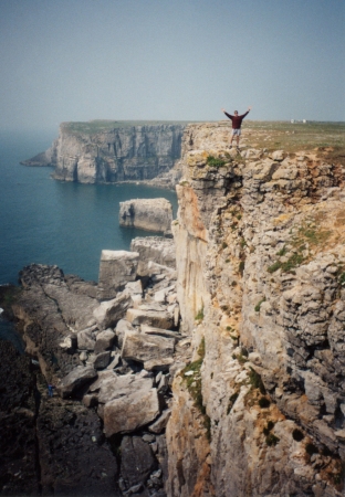 Jim Epler on a seaside cliff near Pembroke, Wales.