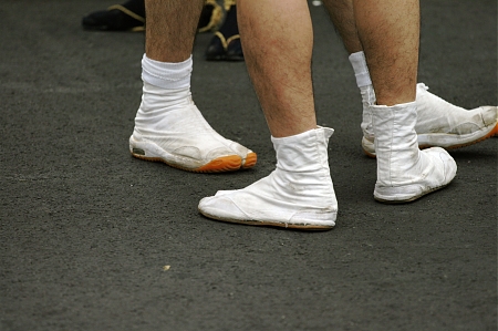 A close-up view of Japanese odori boots