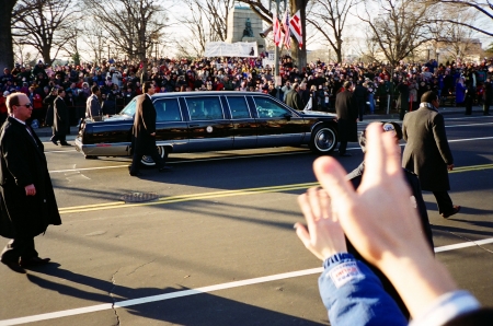 The Presidential limousine in the 1997 inauguration parade.
