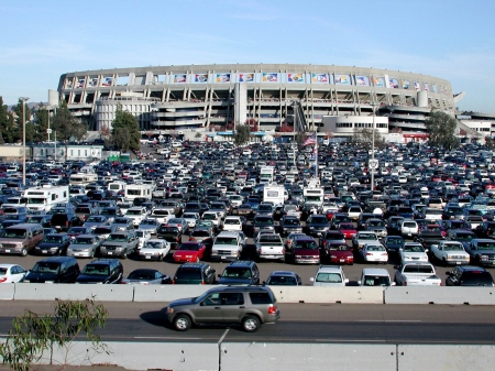 The parking lot at Qualcomm Stadium during a Chargers preseason game in San Diego, CA.