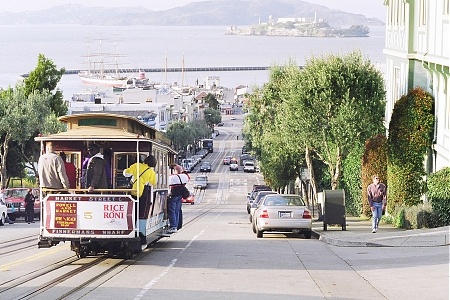A famous cable car of San Francisco.