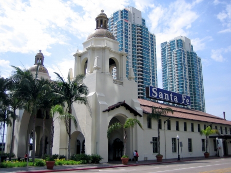 The Santa Fe Train Station in downtown San Diego, CA.