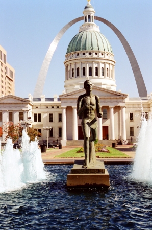 The Saint Louis Old Courthouse and Gateway Arch.