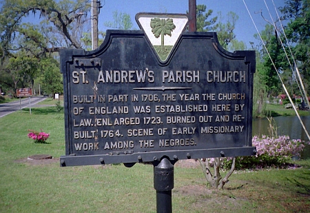 A historical sign marking a parish church in the Deep South.