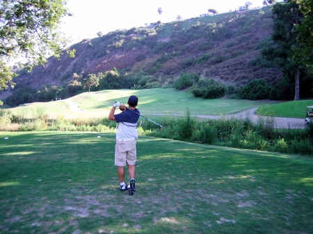 David Chin's impressive tee shot at Tecolote Canyon Golf Course