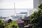 The Bay Bridge and Ferry Building as seen from Telegraph Hill in San Francisco, CA.