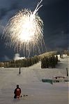 Fireworks above a ski slope in Vail, CO.