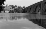 Georgetown University, the Key Bridge and the Potomac from a vantage point along the western bank of the river.